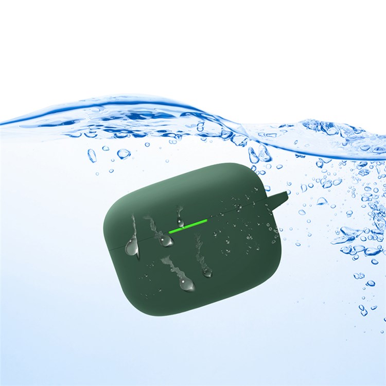 For Sony LinkBuds S Silicone Earbuds Protective Case Earphone Pouch Protective Skin Sleeve with Carabiner - Blackish Green