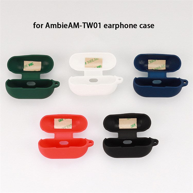 Silicone Case for Sony Ambie AM-TW01, Bluetooth Earphone Charging Box Protective Cover with Anti Loss Buckle - White