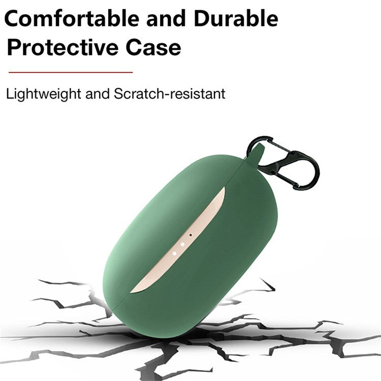 For Soundcore Life P3 Bluetooth Earphone Protective Silicone Case Anti-scratch Charging Box Protector with Hanging Buckle - Blackish Green