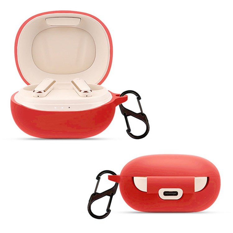 For Soundcore Life P3 Bluetooth Earphone Protective Silicone Case Anti-scratch Charging Box Protector with Hanging Buckle - Red