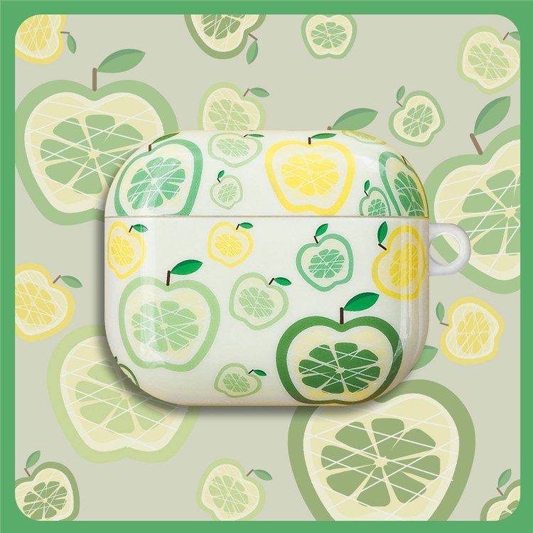 For Apple AirPods 3 IMD Stylish Pattern Protective Cover Earphone Charging Box Drop-proof TPU Case - Apple/Lemon