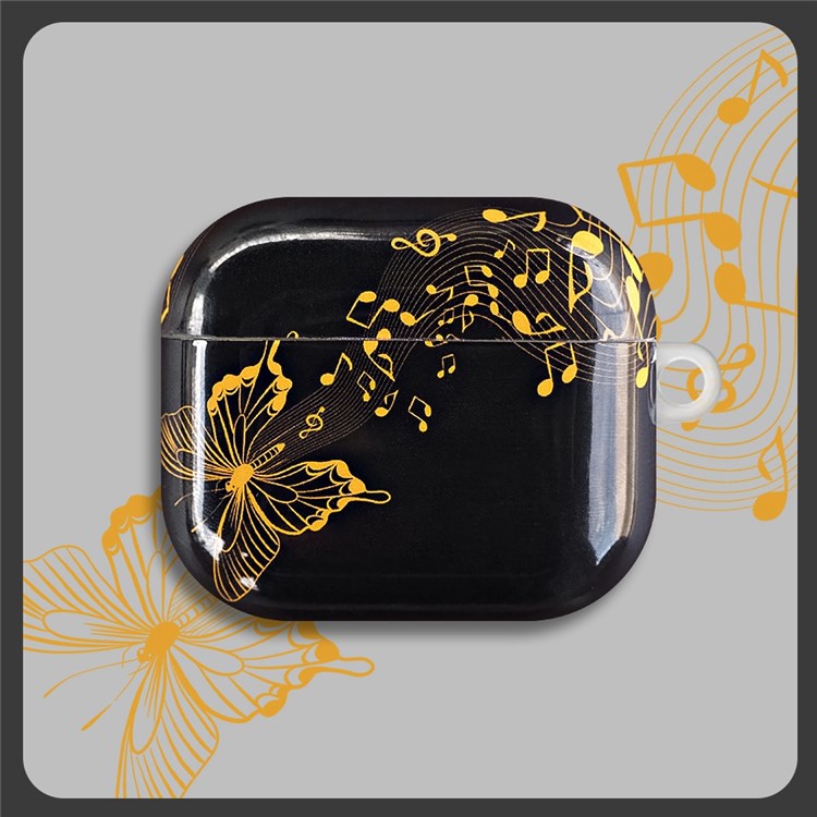 For Apple AirPods 3 IMD Stylish Pattern Protective Cover Earphone Charging Box Drop-proof TPU Case - Notes/Butterfly