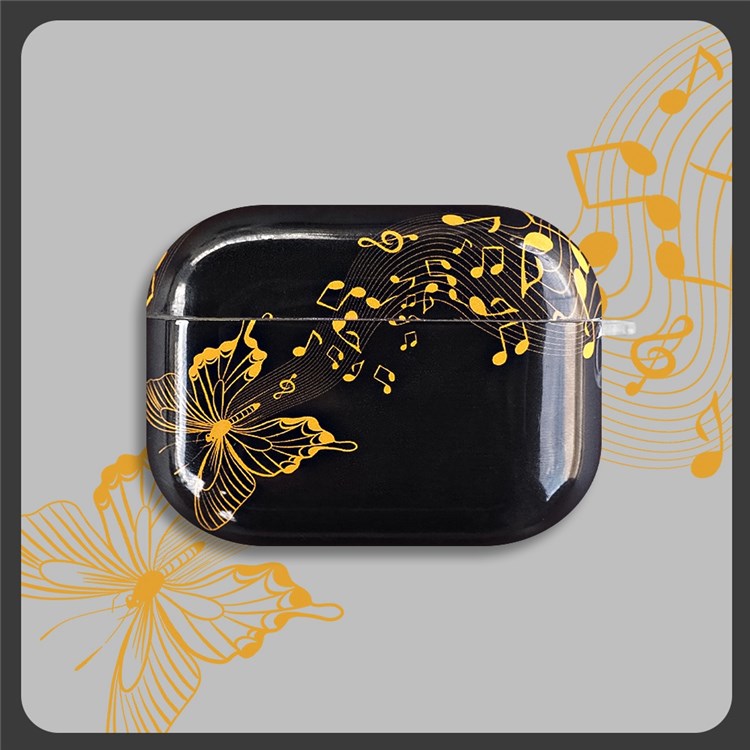 For Apple AirPods Pro Stylish Pattern IMD Protective Cover Earphone Charging Box Shockproof TPU Case - Notes/Butterfly