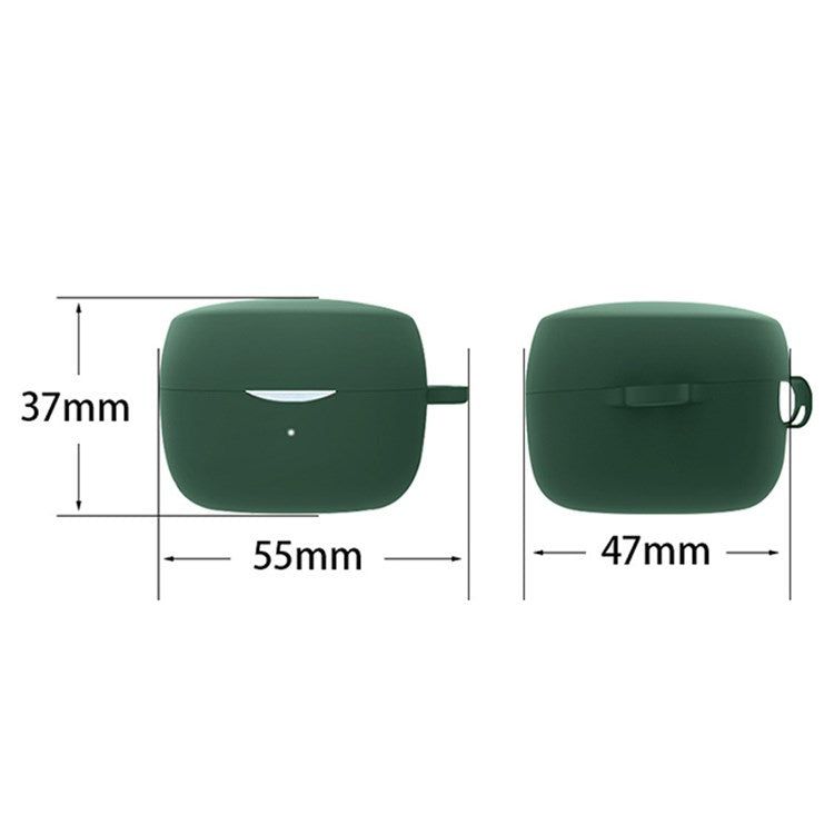 Silicone Case for Baseus Bowie WM02 TWS Bluetooth Earbuds, Earphone Charging Case Drop-proof Cover with Hanging Buckle - Blackish Green