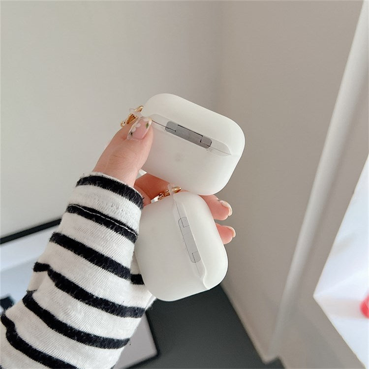 For Apple AirPods with Charging Case (2016)/(2019)/AirPods with Wireless Charging Case (2019) Tulip Pattern Earphone Case Flexible Soft TPU Protective Cover with Tulip Pendant