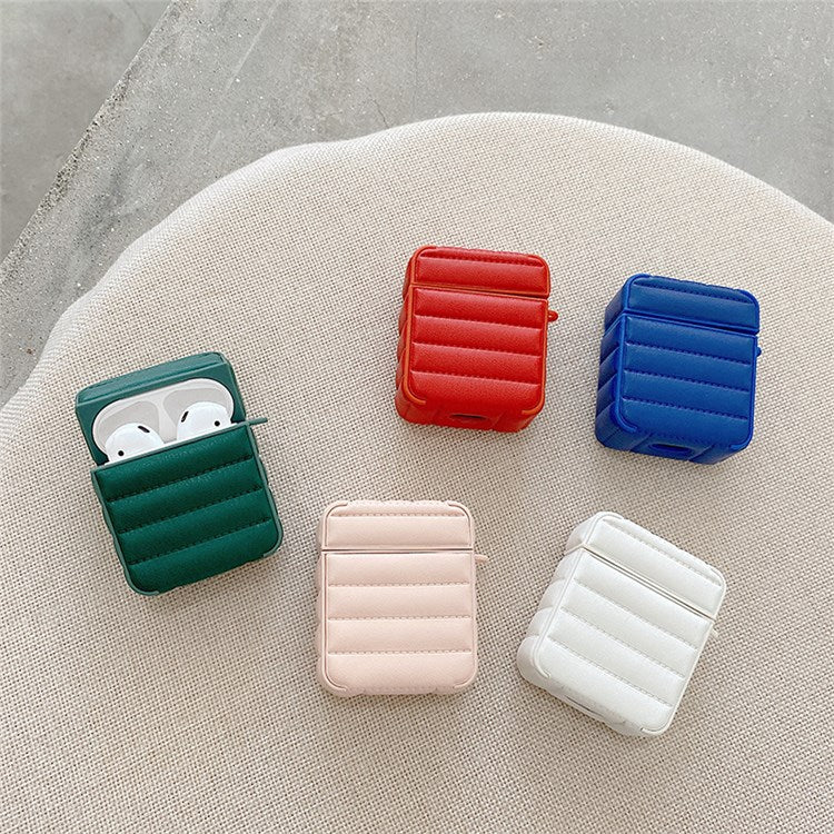 For Apple AirPods with Charging Case (2016)/(2019)/AirPods with Wireless Charging Case (2019) PU Leather Coated TPU Earphone Case Anti-shock Protective Cover - Green