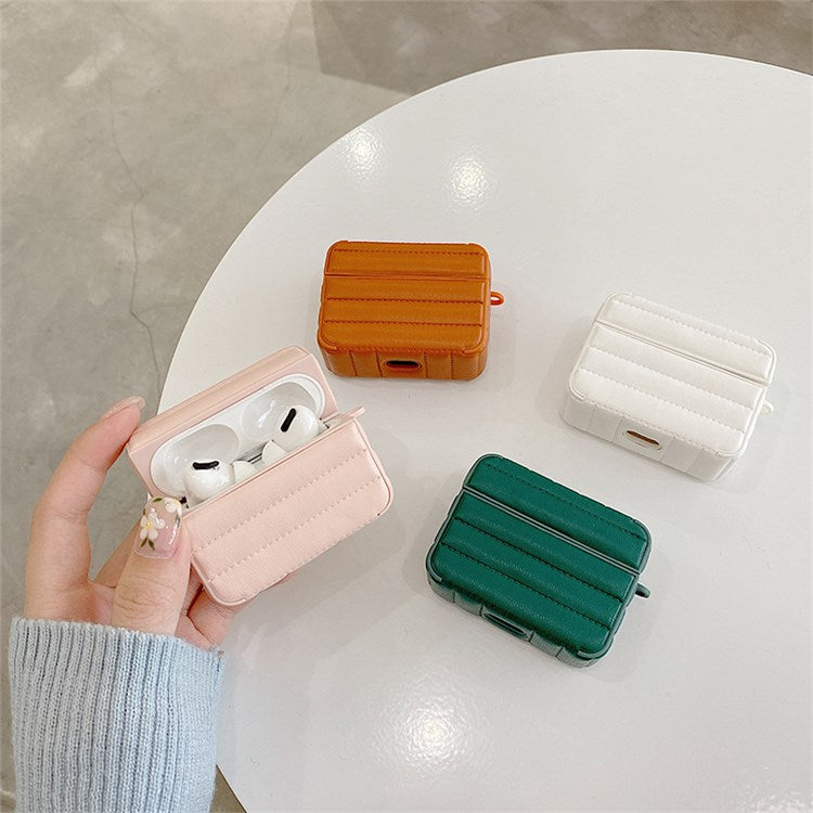 For Apple AirPods Pro PU Leather Coated TPU Earphone Case Anti-scratch Anti-drop Protective Charging Cover - Green