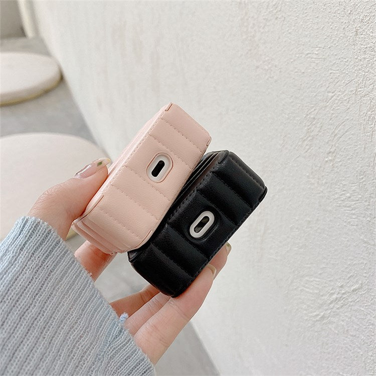 For Apple AirPods Pro PU Leather Coated TPU Earphone Case Anti-scratch Anti-drop Protective Charging Cover - Black