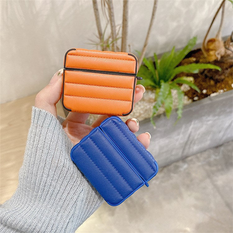 For Apple AirPods 3 Shockproof Earphone Case PU Leather Coated TPU Protective Charging Cover - Orange