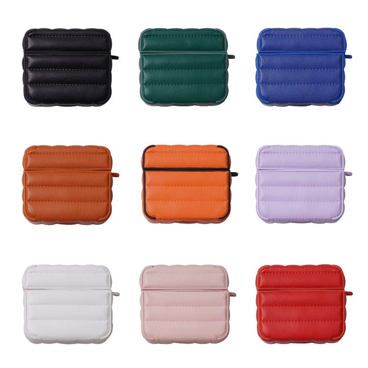 For Apple AirPods 3 Shockproof Earphone Case PU Leather Coated TPU Protective Charging Cover - Orange