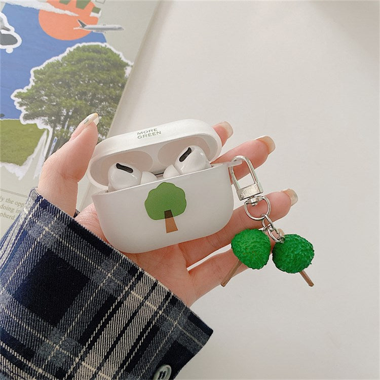 Tree Pattern Earphone Case for Apple AirPods Pro, Matte Anti-fingerprint Soft TPU Protective Cover with Tree Pendant