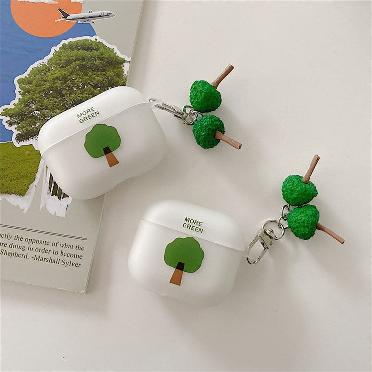 For Apple AirPods 3 Tree Pattern Matte Anti-scratch Soft TPU Protective Cover Earphone Case with Tree Pendant