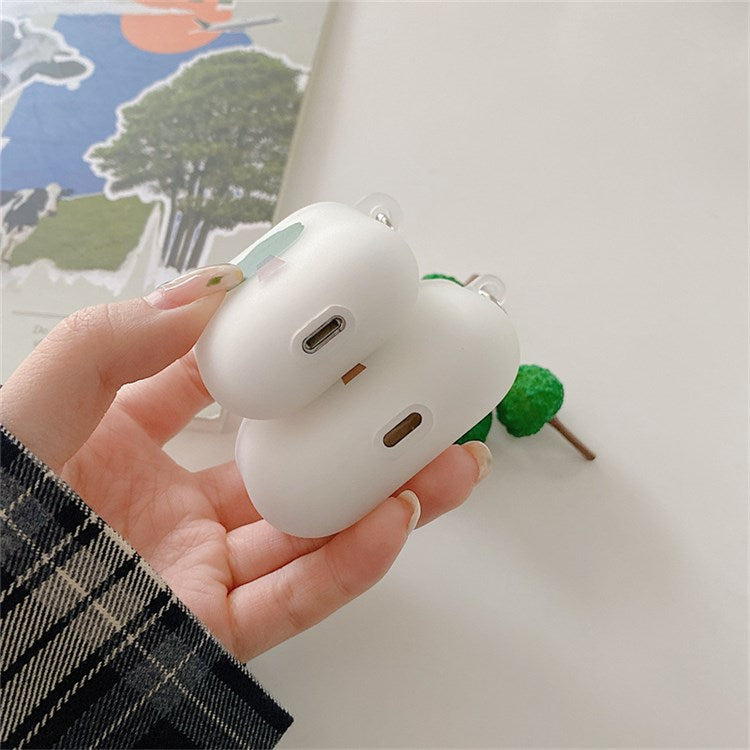 For Apple AirPods with Charging Case (2016)/(2019)/AirPods with Wireless Charging Case (2019) Tree Pattern Matte Earphone Case Anti-shock Soft TPU Protective Cover with Pendant