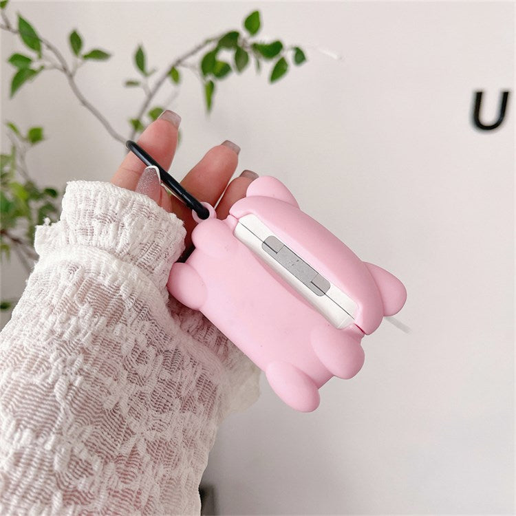 For Apple AirPods Pro Silicone Earphone Case Cute Piggy with Bottle Charging Box Anti-shock Cover Protector with Hook