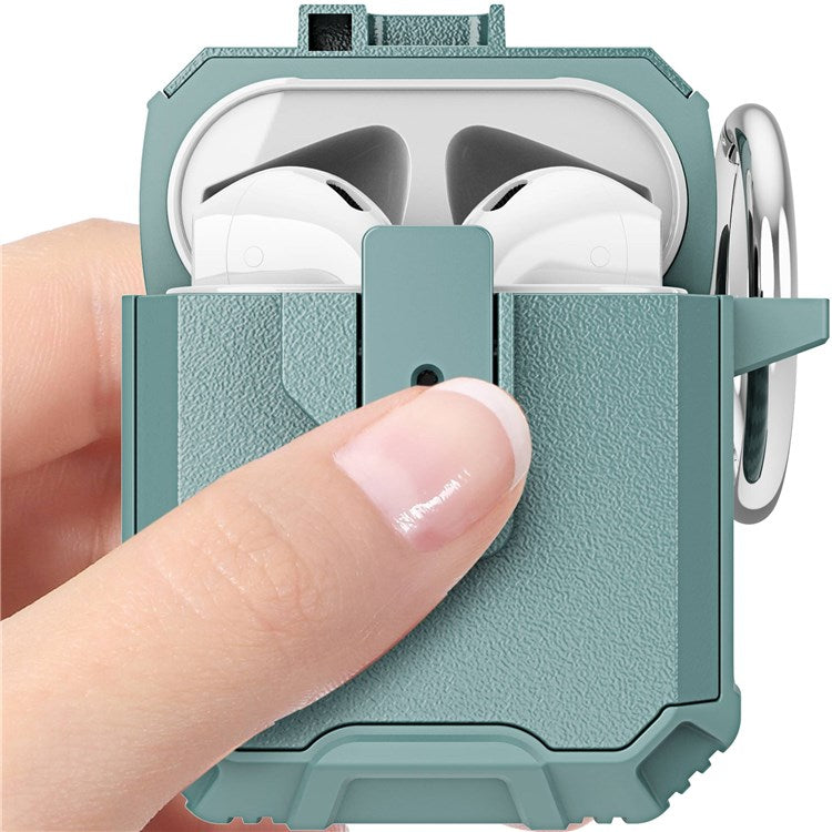 For Apple AirPods with Charging Case (2016)/(2019)/AirPods with Wireless Charging Case (2019) Earphone Case Soft TPU+PC Protective Cover - Gray Green