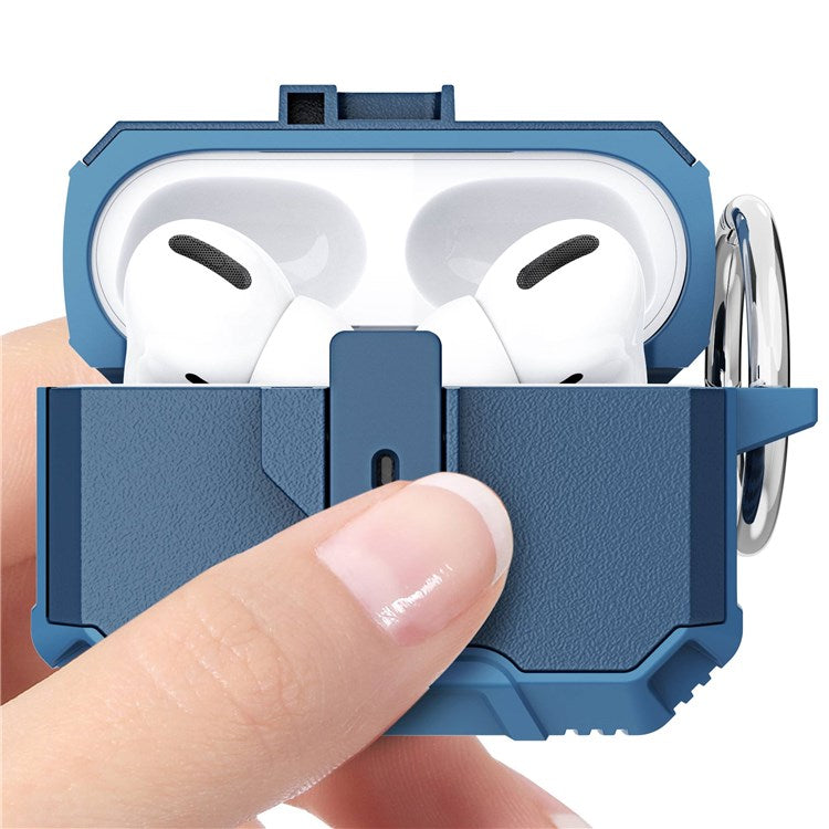 Earbuds Charging Case Cover for Apple AirPods Pro Headset Protector Soft TPU+PC Shockproof Case - Grey Green/Pink