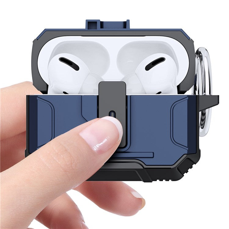 Earbuds Charging Case Protector for Apple AirPods Pro Headset Cover Soft TPU+PC Scratch Resistant Case - Blue