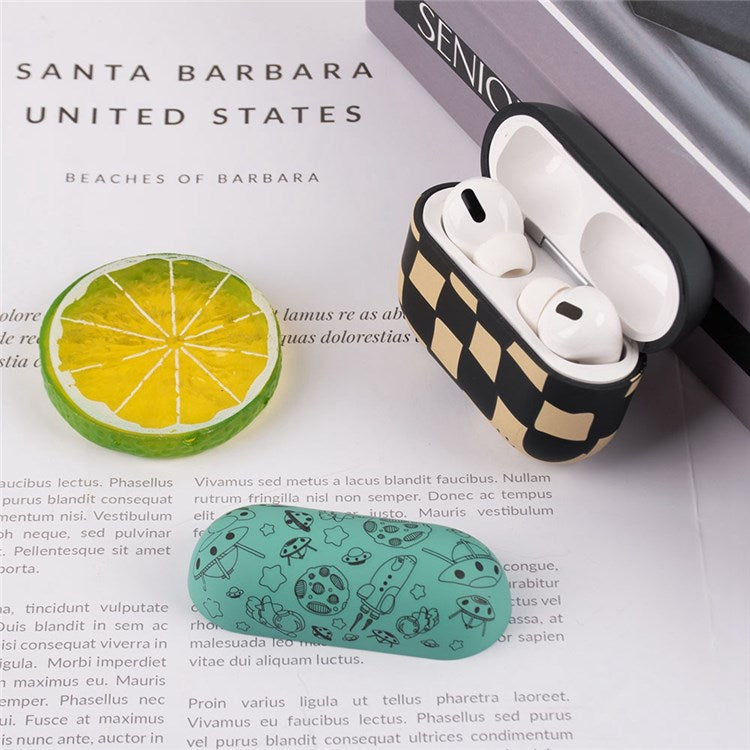 For Apple AirPods Pro Water Transfer Printing TPU Earphone Charging Case Anti-fall Protective Cover - Checker