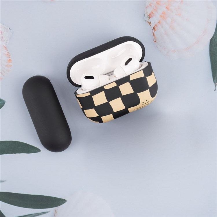 For Apple AirPods Pro Water Transfer Printing TPU Earphone Charging Case Anti-fall Protective Cover - Checker