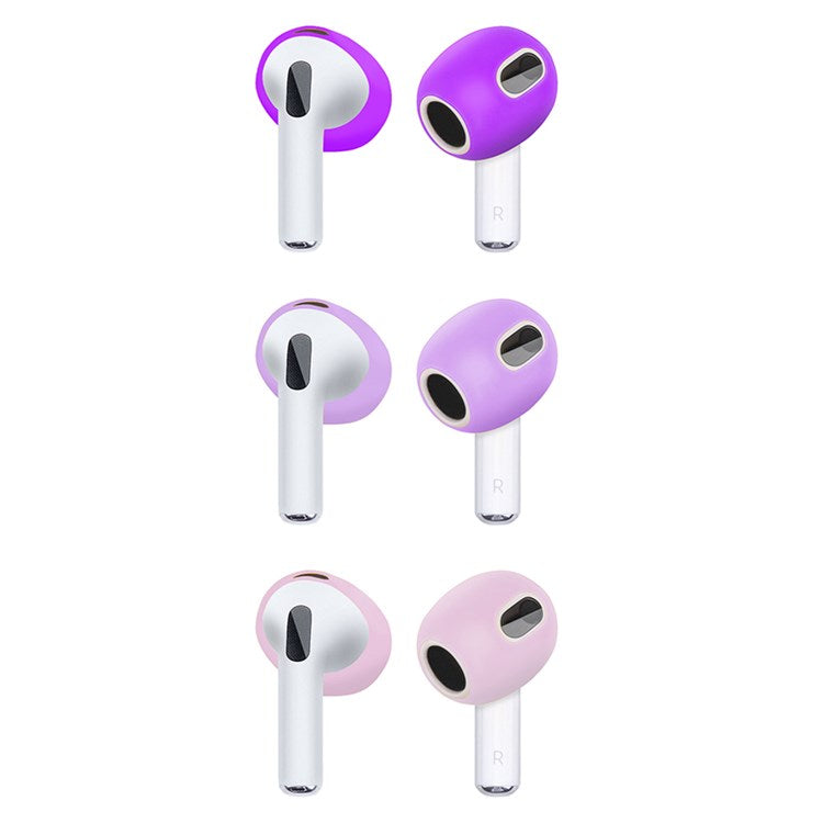 For Apple AirPods 3 3 Pairs Earbuds Anti-slip Silicone Cover Bluetooth Earphones Earmuffs Ear Tips - Light Purple / Dark Purple / Pink