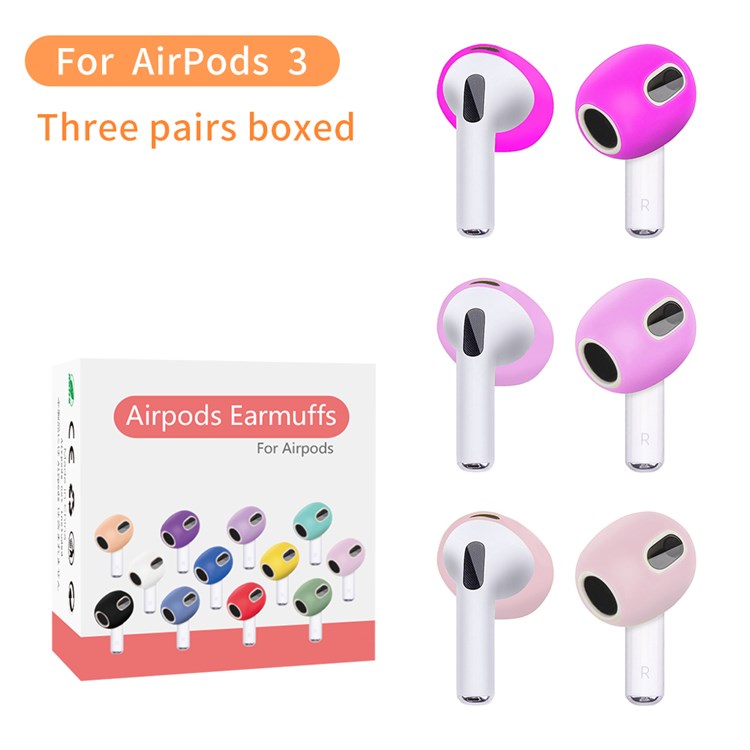 For Apple AirPods 3 3 Pairs Earbuds Anti-slip Silicone Cover Bluetooth Earphones Earmuffs Ear Tips - Light Purple / Dark Purple / Pink