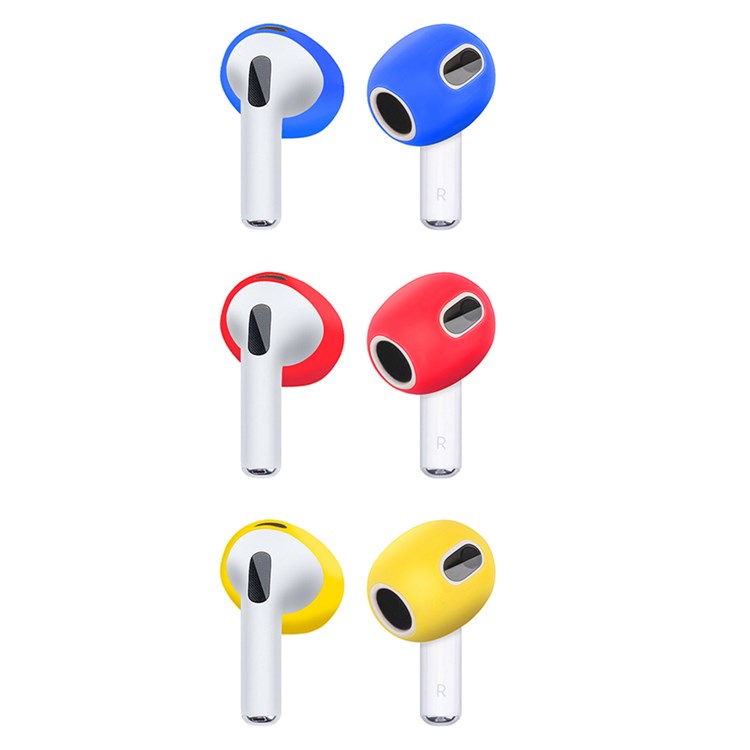 For Apple AirPods 3 3 Pairs Earbuds Anti-slip Silicone Cover Bluetooth Earphones Earmuffs Ear Tips - Blue / Red / Yellow