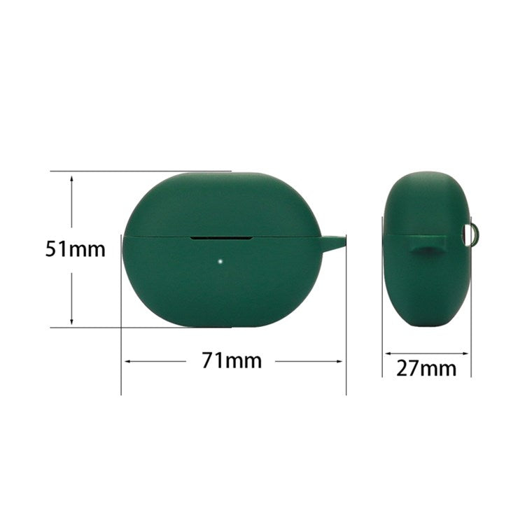 For Haylou GT1 2022 Anti-scratch Silicone Cover TWS Earphone Protective Sleeve Case with Anti-lost Buckle - Midnight Green