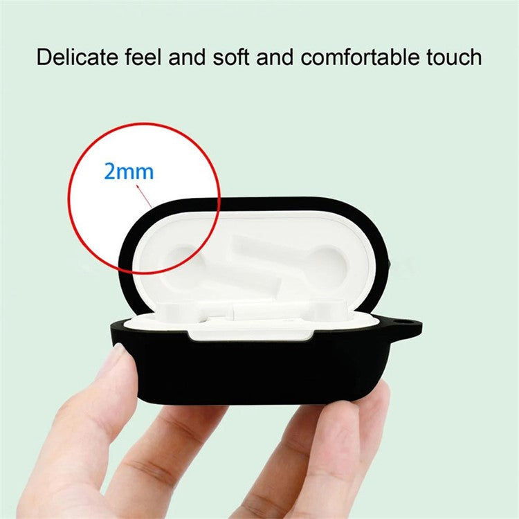 For OnePlus Buds Z2 Bluetooth Earphone Silicone Protective Case Drop-proof Cover with Anti-lost Buckle - White