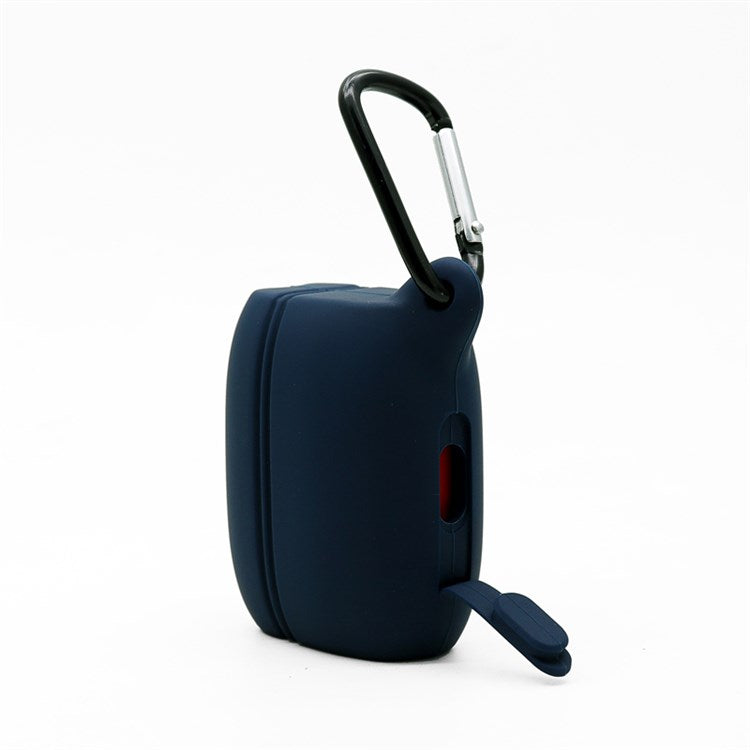 For Jabra Elite Active 65t Soft Silicone Sleeve Bluetooth Earphones Protective Case, with Anti-lost Buckle - Midnight Blue