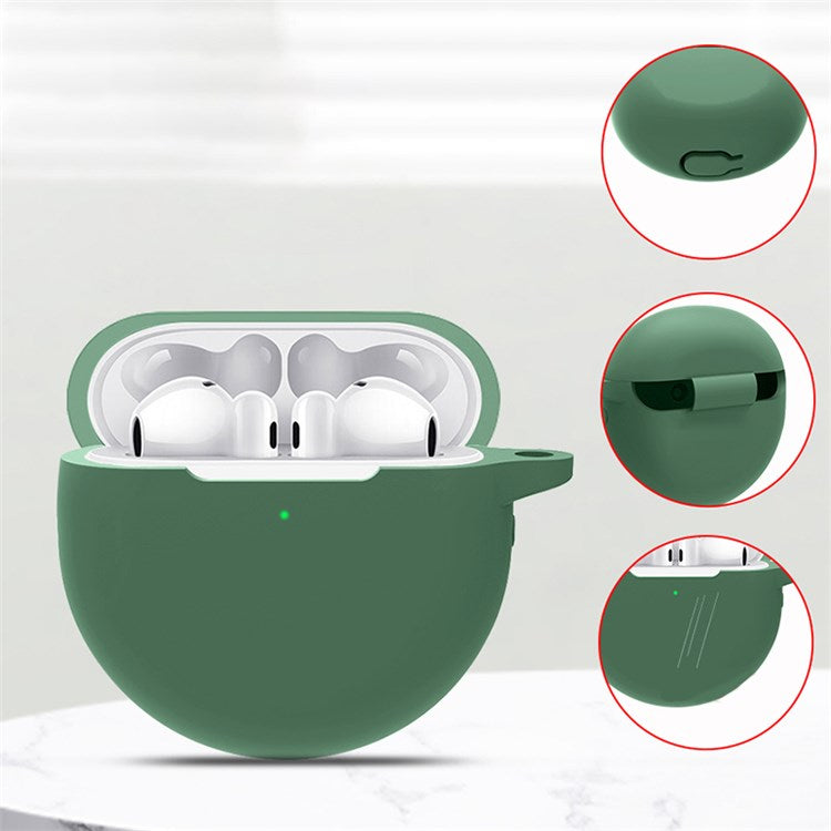 Waterproof Silicone Case for Huawei FreeBuds 4 / 4E Earphone Protective Cover with Hook - Matcha Green