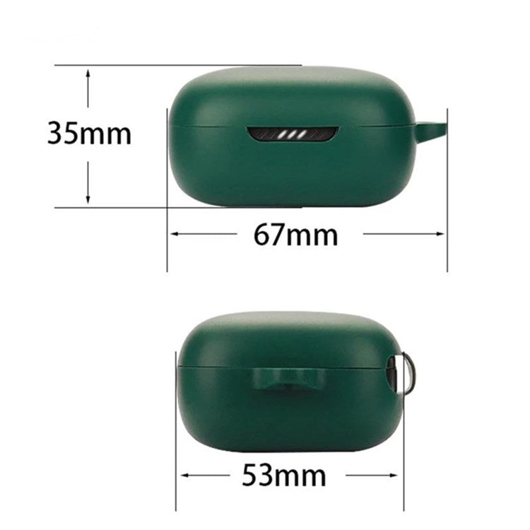 For JBL Live Pro 2 TWS / JBL Live Free 2 TWS Bluetooth Earbuds Silicone Case Cover Drop-Proof Soft Protector with Anti-Lost Buckle - Blackish Green