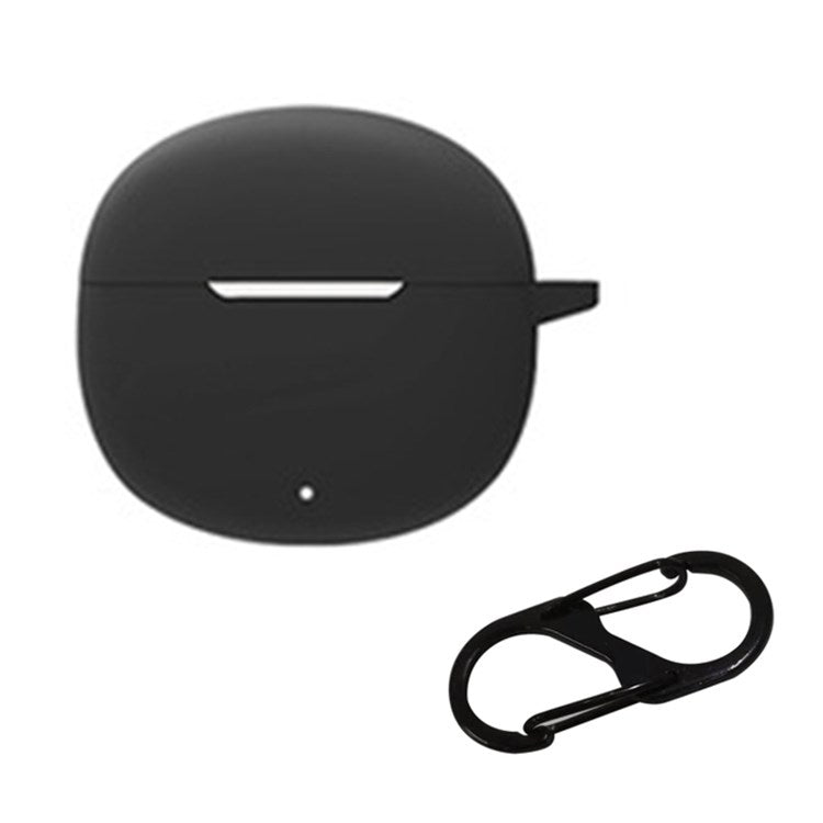 Silicone Case for QCY T20 Bluetooth Earbuds Cover Drop-Proof Soft Protector with Anti-Lost Buckle - Black