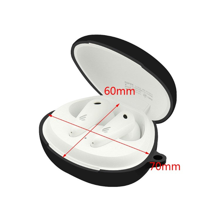 Precise Cutout Silicone Case for Edifier FunBuds Anti-fall Shockproof Earphone Protective Cover with Hook - Black