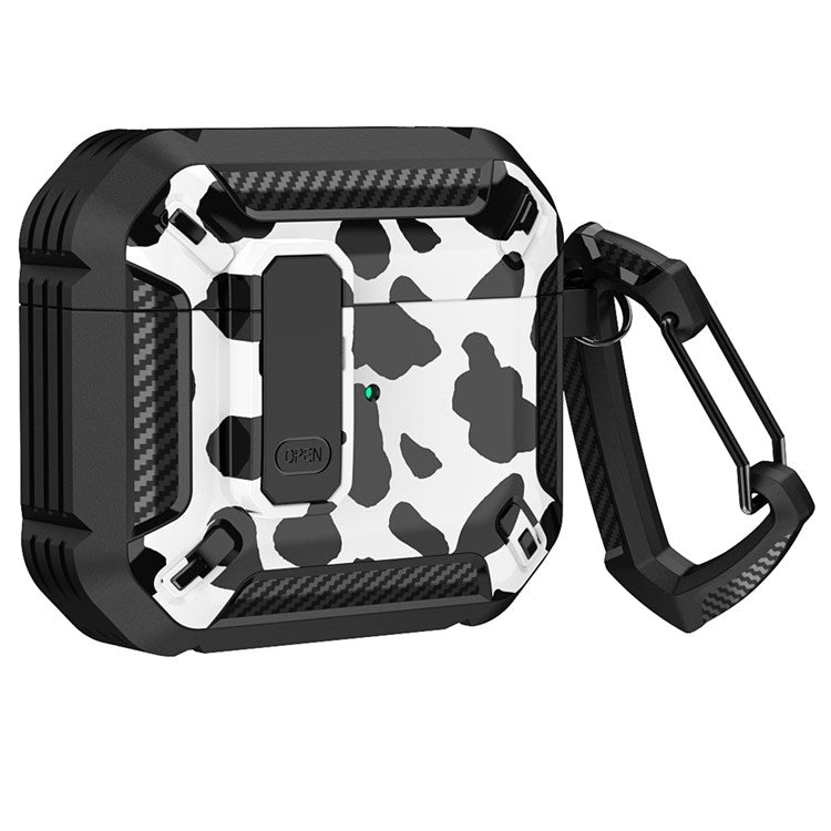 For Apple AirPods 3 Protective Case Portable Earbuds Soft TPU+PC Cover with Buckle - Cow