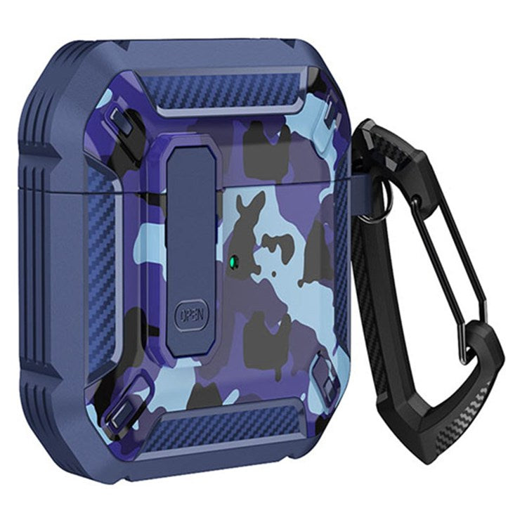 For Apple AirPods with Charging Case (2016) / (2019) / AirPods with Wireless Charging Case (2019) Protector Bluetooth Earphone Case Soft TPU+PC Shockproof Cover - Blue / Camo Blue