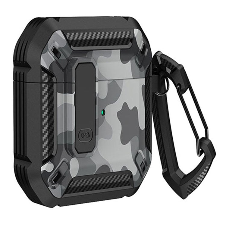 For Apple AirPods with Charging Case (2016) / (2019) / AirPods with Wireless Charging Case (2019) Protector Bluetooth Earphone Case Soft TPU+PC Shockproof Cover - Black / Camo Grey