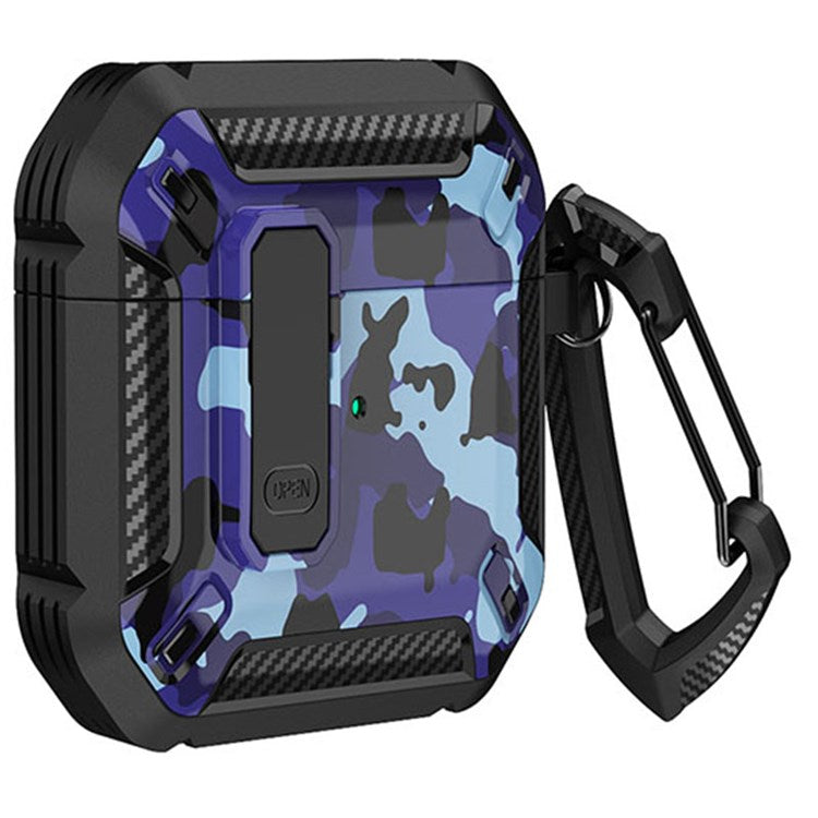 For Apple AirPods with Charging Case (2016) / (2019) / AirPods with Wireless Charging Case (2019) Protector Bluetooth Earphone Case Soft TPU+PC Shockproof Cover - Black / Camo Blue