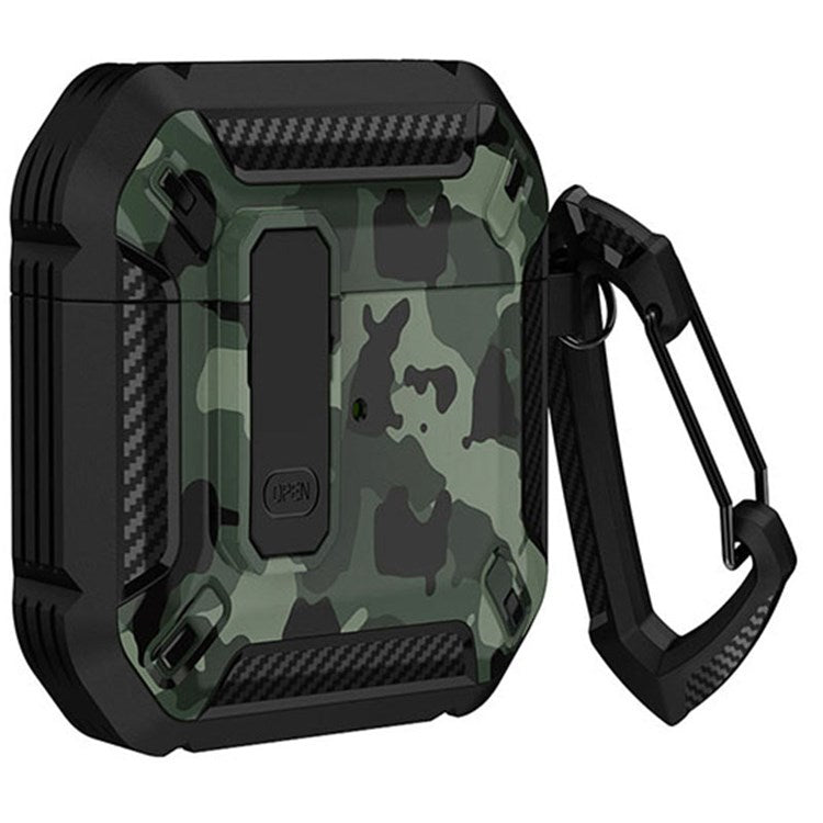 For Apple AirPods with Charging Case (2016) / (2019) / AirPods with Wireless Charging Case (2019) Protector Bluetooth Earphone Case Soft TPU+PC Shockproof Cover - Black / Camo Green