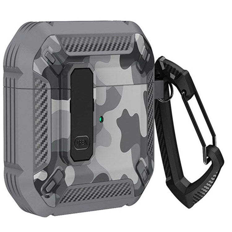 For Apple AirPods with Charging Case (2016) / (2019) / AirPods with Wireless Charging Case (2019) Protector Bluetooth Earphone Case Soft TPU+PC Shockproof Cover - Grey / Camo Grey