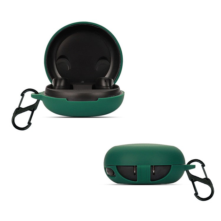 For JBL Free X Silicone Cover Bluetooth TWS Earphone Protective Sleeve Case with Anti-lost Buckle - Blackish Green