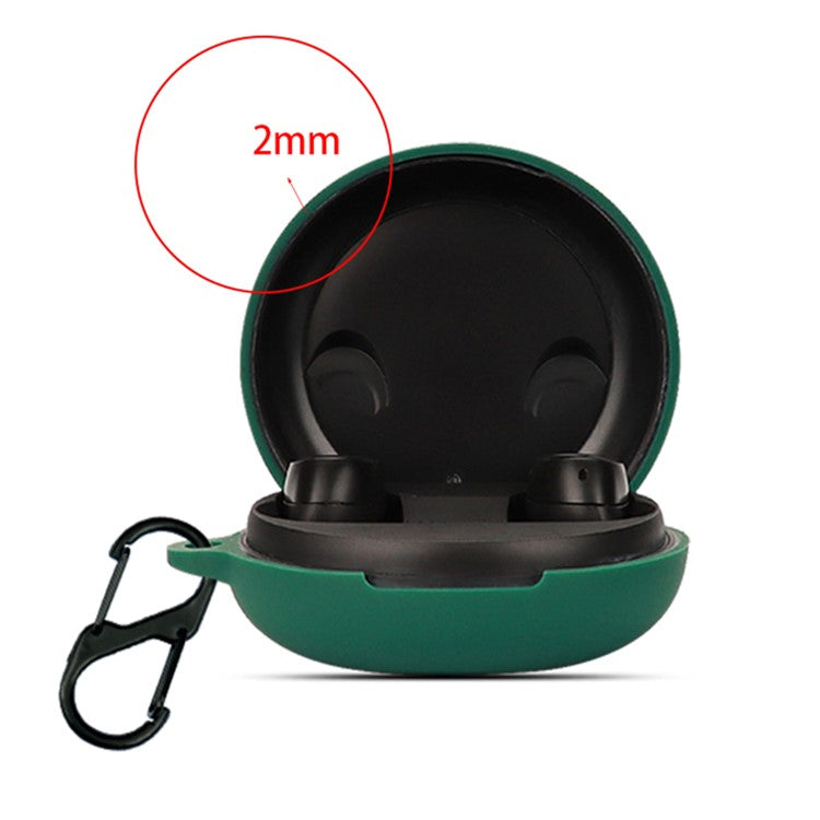 For JBL Free X Silicone Cover Bluetooth TWS Earphone Protective Sleeve Case with Anti-lost Buckle - Blackish Green