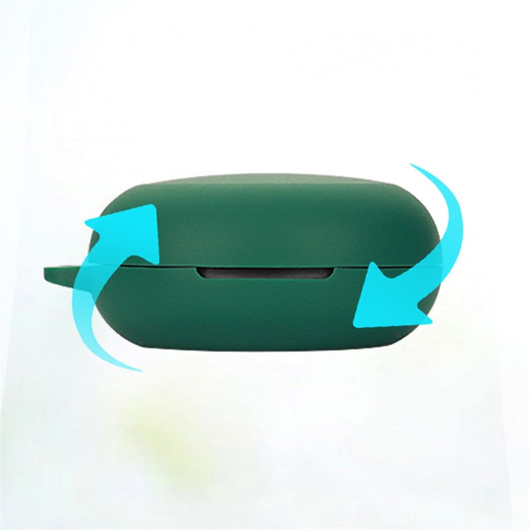 For JBL Free X Silicone Cover Bluetooth TWS Earphone Protective Sleeve Case with Anti-lost Buckle - Blackish Green