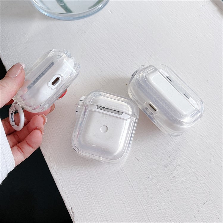 For Apple AirPods with Charging Case (2016) / (2019) / AirPods with Wireless Charging Case (2019) Flower + Little Girl Design Bluetooth Earphone Cover Anti-wear Soft TPU Case with Buckle