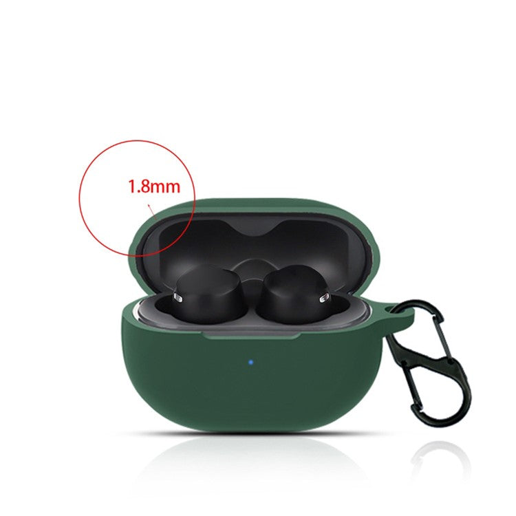 For Soundpeats Free2 Classic Anti-drop Silicone Cover Bluetooth TWS Earphone Protective Sleeve Case with Anti-lost Buckle - Blackish Green