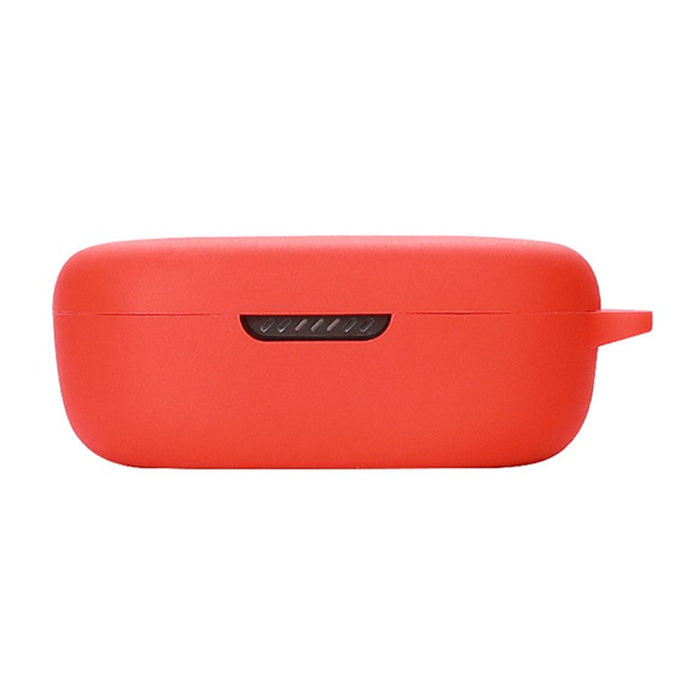 For JBL QUANTUM TWS Bluetooth Headphone Silicone Case Earphone Protective Cover with Hanging Buckle - Red