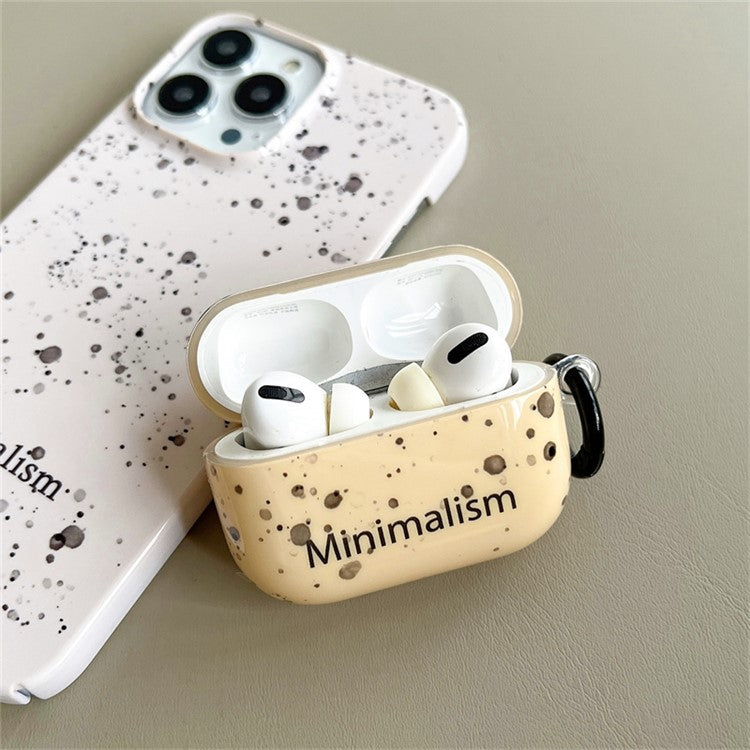 For Apple AirPods Pro Ink Style Dot IMD Anti-Drop Case Portable Bluetooth Earbuds Soft TPU Cover with Buckle