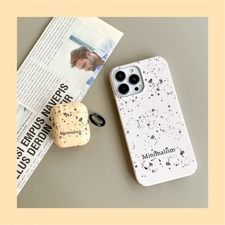 For Apple AirPods with Charging Case (2016)  /  (2019)  /  AirPods with Wireless Charging Case (2019) Anti-Drop Cover Ink Style Dot IMD Portable Earbuds TPU Cover with Buckle