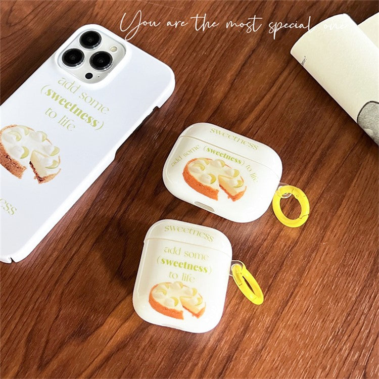 For Apple AirPods with Charging Case (2016)  /  (2019)  /  AirPods with Wireless Charging Case (2019) Anti-Fall Cover Fruit Cake IMD + TPU Earbuds Case with Buckle