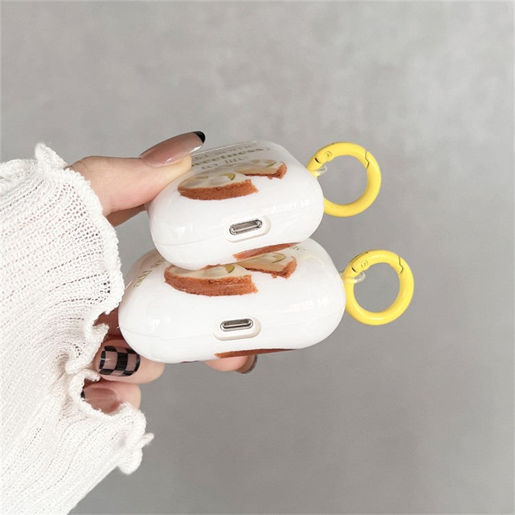 For Apple AirPods with Charging Case (2016)  /  (2019)  /  AirPods with Wireless Charging Case (2019) Anti-Fall Cover Fruit Cake IMD + TPU Earbuds Case with Buckle