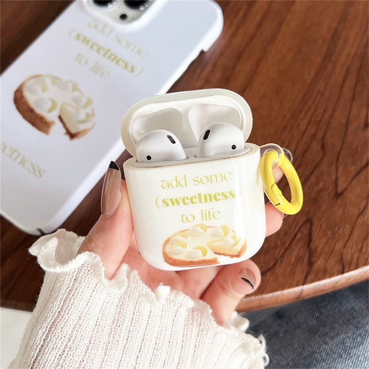 For Apple AirPods with Charging Case (2016)  /  (2019)  /  AirPods with Wireless Charging Case (2019) Anti-Fall Cover Fruit Cake IMD + TPU Earbuds Case with Buckle